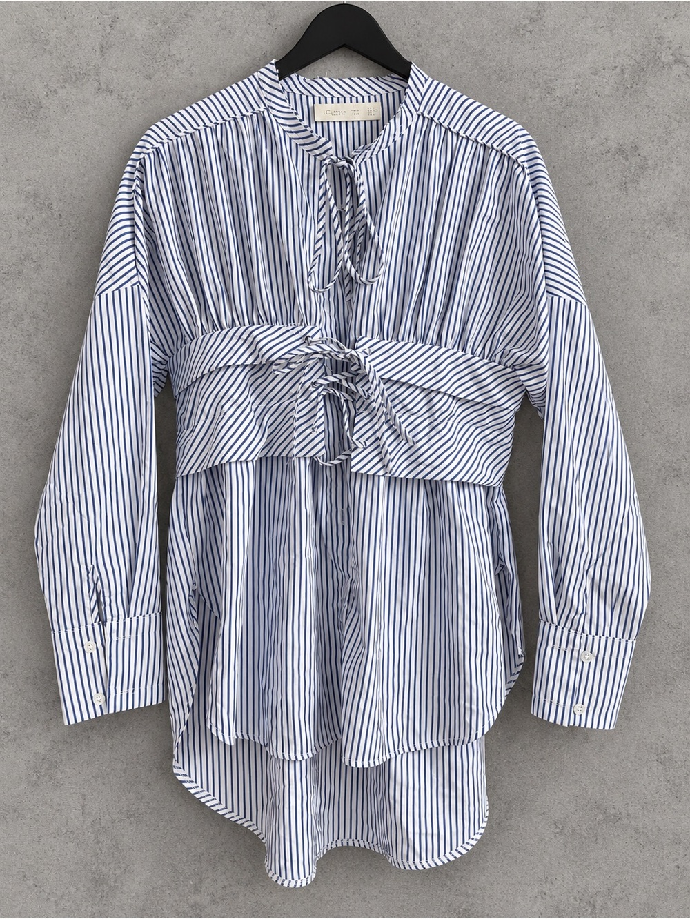 New J Made in Italy Blue White Striped Corset High Low Shirt Dress